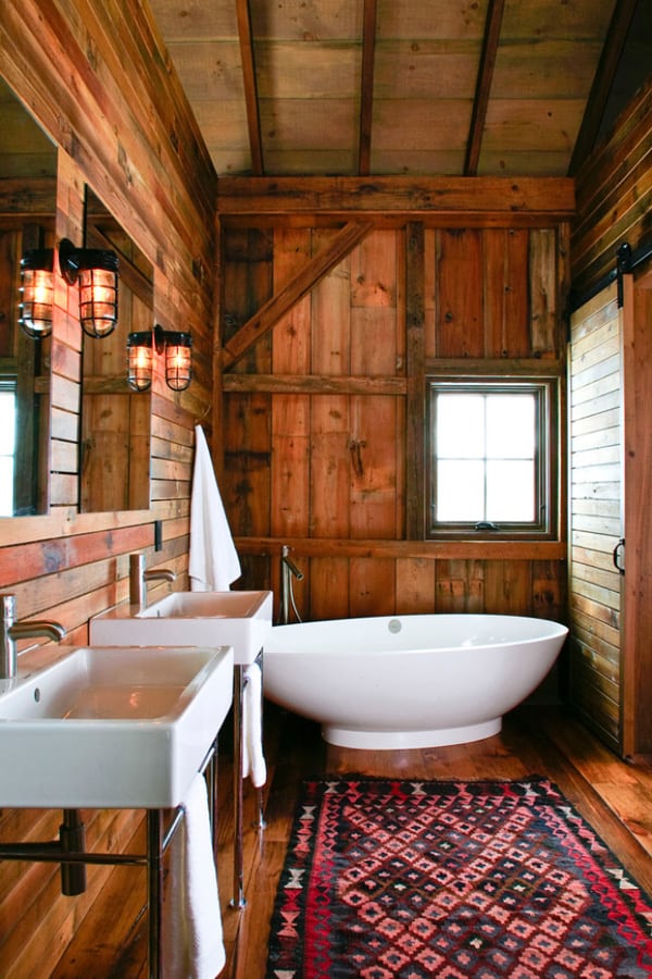 One Kin Design - 51 Insanely beautiful rustic barn bathrooms
