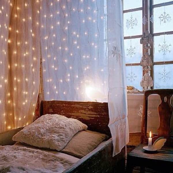 Craft a headboard with twinkle lights, perfect throughout the year!
