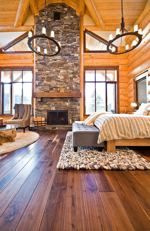 Modern Okanagan log home evoking a warm rustic feel