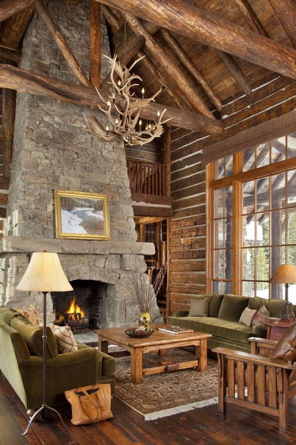 47 Extremely cozy and rustic cabin style living rooms
